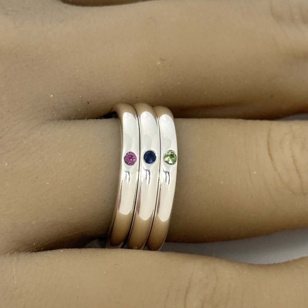 Size 7 Tiffany & Co Ruby Sapphire Emerald Stacking Triple Ring by Elsa Peretti - Picture 6 of 7